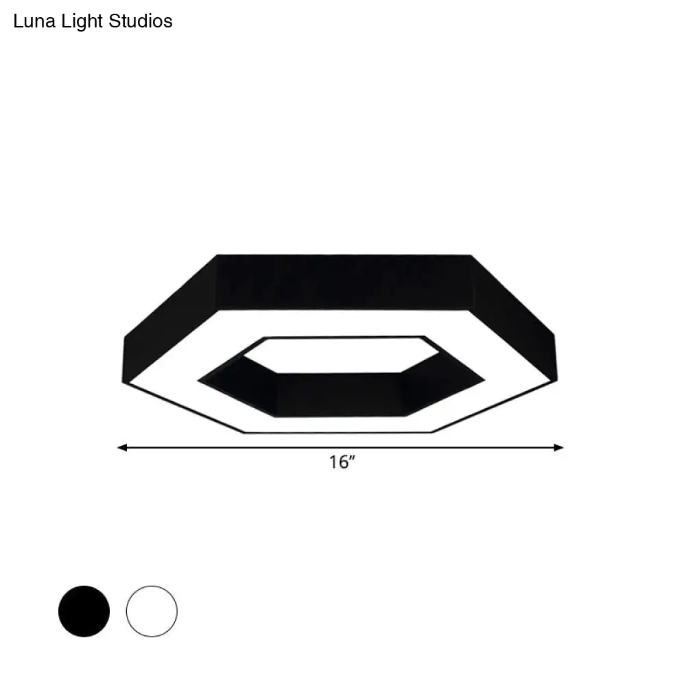 Contemporary Hexagon Led Ceiling Light In Black/White - 16/19.5/31.5 W