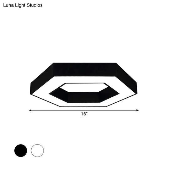 Contemporary Hexagon Led Ceiling Light In Black/White - 16/19.5/31.5 W