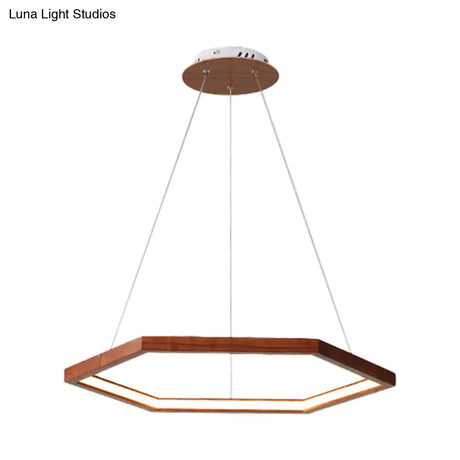 Contemporary Hexagonal Wood And Acrylic Pendant Chandelier With Led Lighting 16’/19.5’/23.5’ Wide