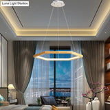 Contemporary Hexagonal Wood And Acrylic Pendant Chandelier With Led Lighting 16’/19.5’/23.5’ Wide