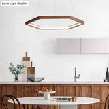 Contemporary Hexagonal Wood And Acrylic Pendant Chandelier With Led Lighting 16’/19.5’/23.5’ Wide