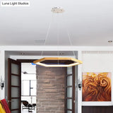 Contemporary Hexagonal Wood And Acrylic Pendant Chandelier With Led Lighting 16’/19.5’/23.5’ Wide