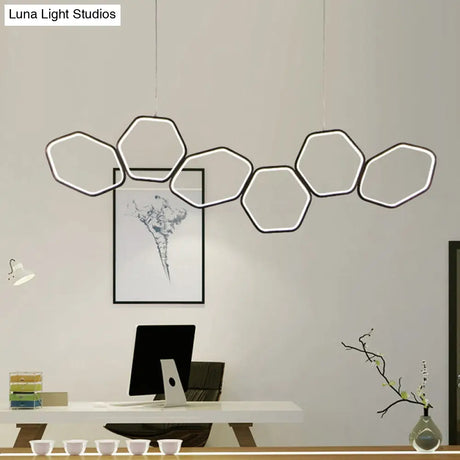 Contemporary Honeycomb Ceiling Chandelier - Metal 6-Light Coffee Suspension Light in Warm/White