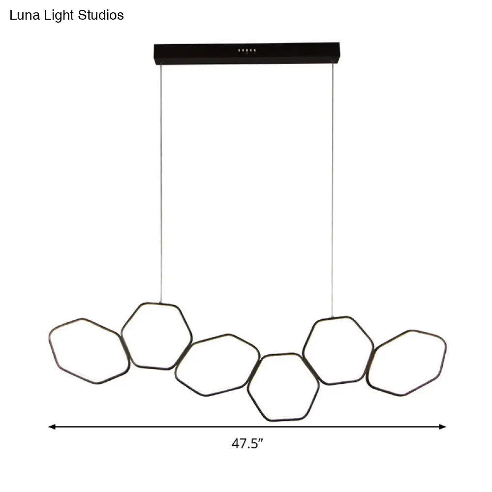 Contemporary Honeycomb Ceiling Chandelier - Metal 6-Light Coffee Suspension Light in Warm/White