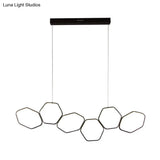 Contemporary Honeycomb Ceiling Chandelier - Metal 6-Light Coffee Suspension Light in Warm/White