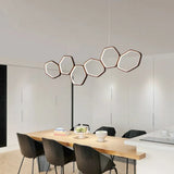 Contemporary Honeycomb Ceiling Chandelier - Metal 6-Light Coffee Suspension Light in Warm/White Coffee / Warm