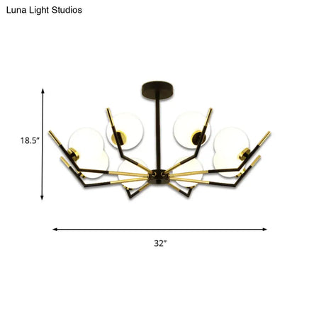 Contemporary Iron Claw Chandelier With White Glass Shade - 6/8/10 Lights Pendant