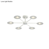 Contemporary Iron Sputnik Chandelier: 6/8-Head Hanging Lamp For Bedroom Black/White/Black-Gold