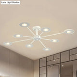 Contemporary Iron Sputnik Chandelier: 6/8-Head Hanging Lamp For Bedroom Black/White/Black-Gold