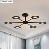 Contemporary Iron Sputnik Chandelier: 6/8-Head Hanging Lamp For Bedroom Black/White/Black-Gold