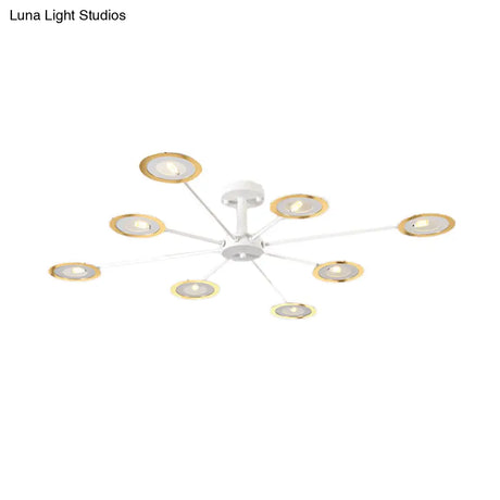 Contemporary Iron Sputnik Chandelier: 6/8-Head Hanging Lamp For Bedroom Black/White/Black-Gold