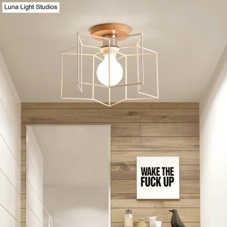 Contemporary Iron Wire Flush Mount Porch Light With Rotatable Head