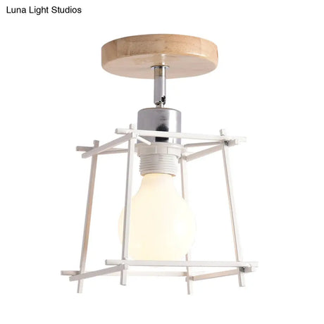 Contemporary Iron Wire Flush Mount Porch Light With Rotatable Head