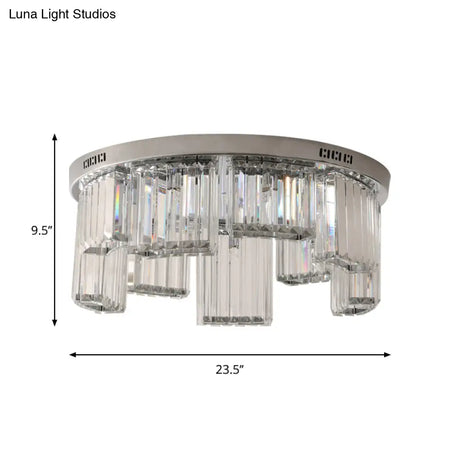 Contemporary Jagged Block Flush Mount Lamp - Clear Crystal Ceiling Light (18’/23.5’ W