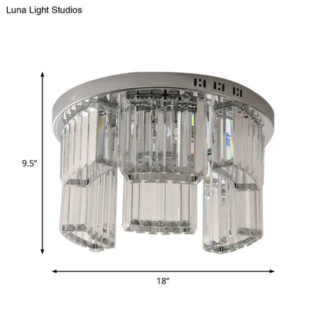 Contemporary Jagged Block Flush Mount Lamp - Clear Crystal Ceiling Light (18’/23.5’ W