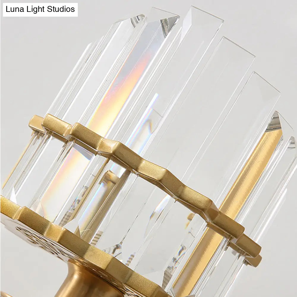 Contemporary K9 Crystal Wall Sconce With Black/Brass Finish For Living Room