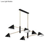 Contemporary Large Chandelier With Black Tilted Shades - 6/8/10 Heads Metal Hanging Light Fixture