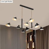 Contemporary Large Chandelier With Black Tilted Shades - 6/8/10 Heads Metal Hanging Light Fixture