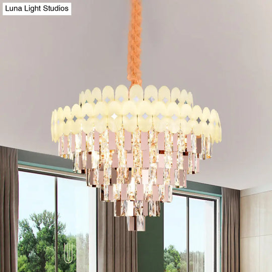 Contemporary Layered Ceiling Chandelier - Clear Crystal 12/16/22 Lights Ideal For Living Room Down