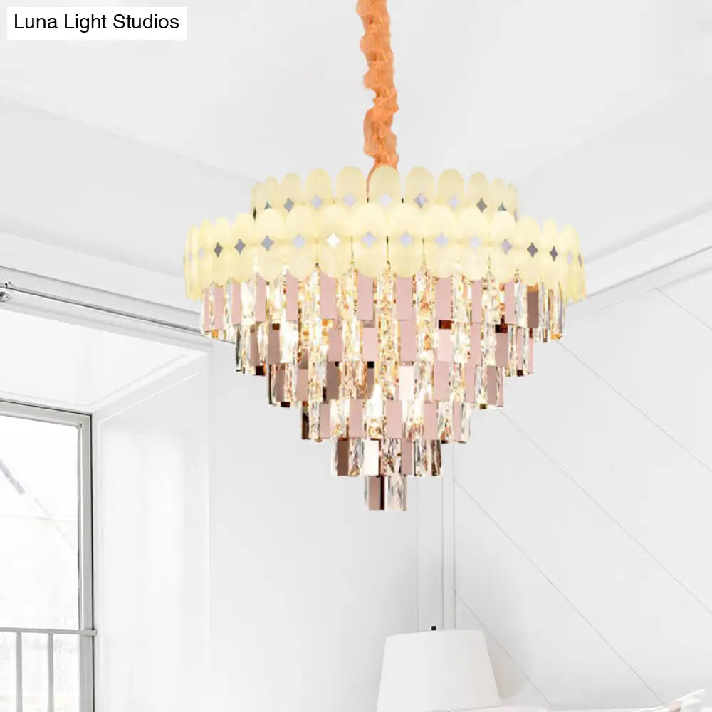 Contemporary Layered Ceiling Chandelier - Clear Crystal 12/16/22 Lights Ideal For Living Room Down