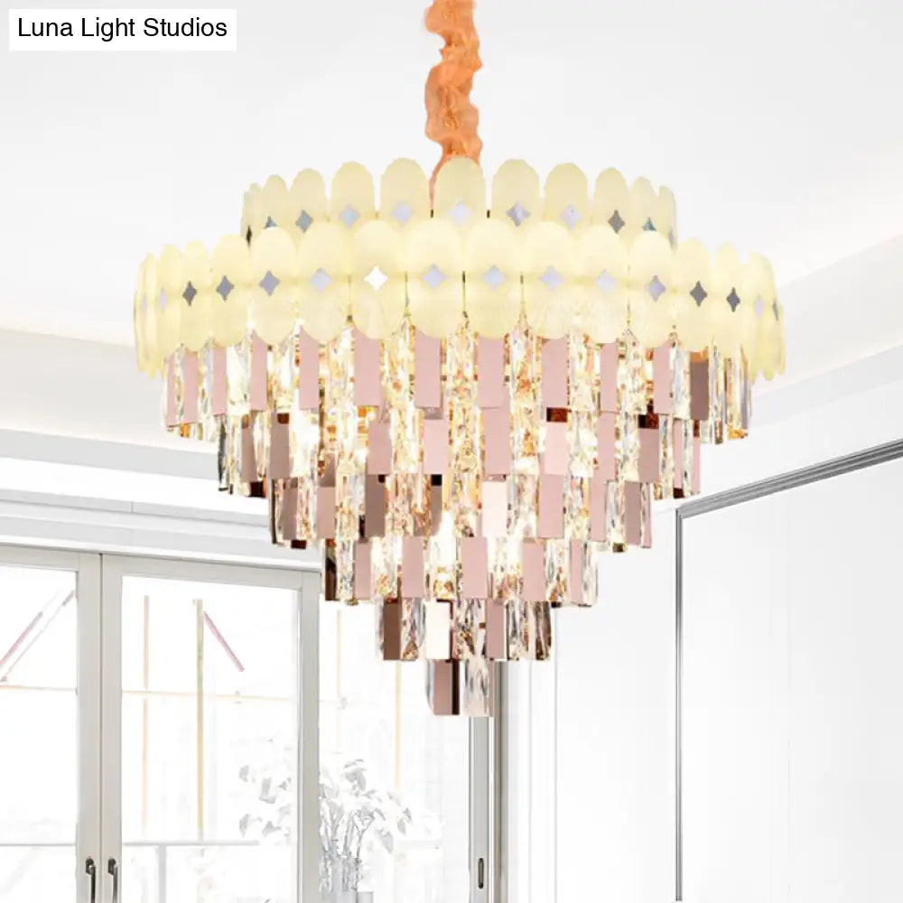 Contemporary Layered Ceiling Chandelier - Clear Crystal 12/16/22 Lights Ideal For Living Room Down