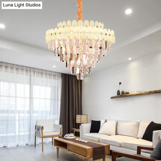 Contemporary Layered Ceiling Chandelier - Clear Crystal 12/16/22 Lights Ideal For Living Room Down