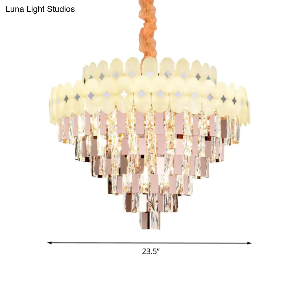 Contemporary Layered Ceiling Chandelier - Clear Crystal 12/16/22 Lights Ideal For Living Room Down