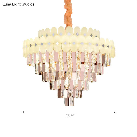Contemporary Layered Ceiling Chandelier - Clear Crystal 12/16/22 Lights Ideal For Living Room Down