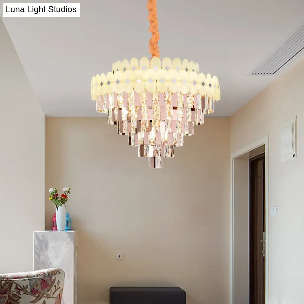 Contemporary Layered Ceiling Chandelier - Clear Crystal 12/16/22 Lights Ideal For Living Room Down