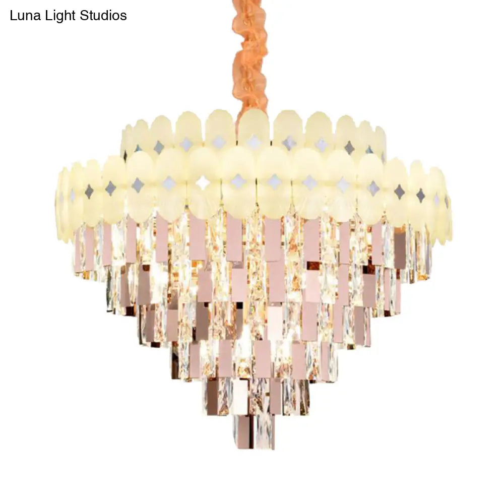 Contemporary Layered Ceiling Chandelier - Clear Crystal 12/16/22 Lights Ideal For Living Room Down