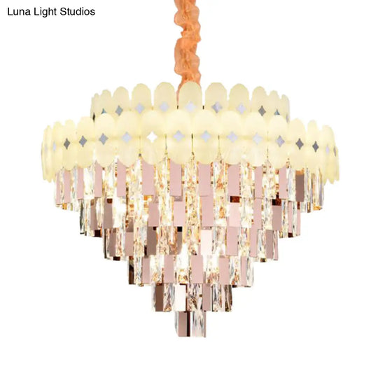 Contemporary Layered Ceiling Chandelier - Clear Crystal 12/16/22 Lights Ideal For Living Room Down