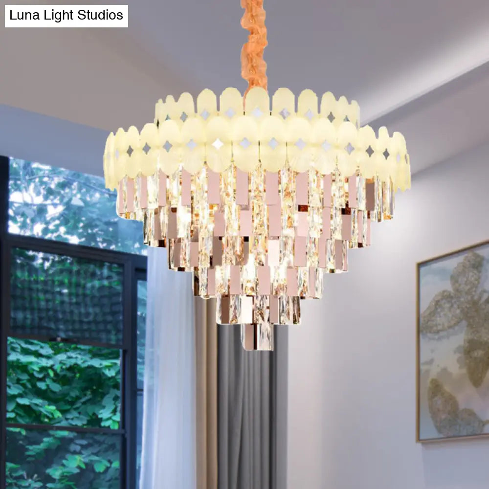 Contemporary Layered Ceiling Chandelier - Clear Crystal 12/16/22 Lights Ideal For Living Room Down