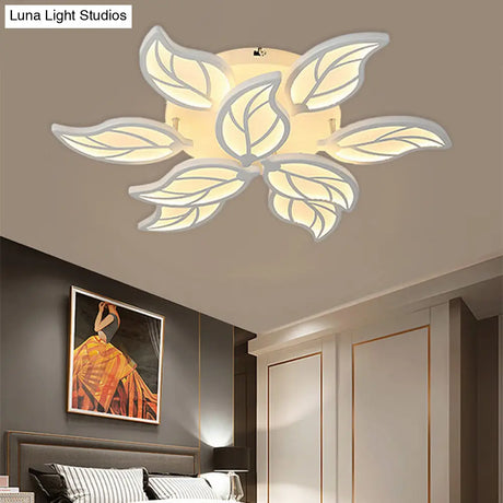 Contemporary Leaf Acrylic Flushmount Light Fixture - Led Ceiling In White/Warm/Natural (6/9/12