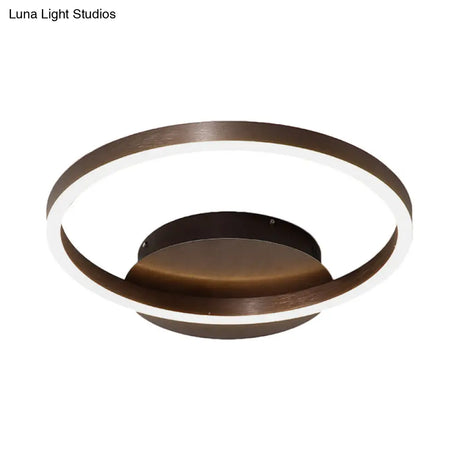 Contemporary Led Acrylic Ceiling Flush Light Fixture In Black/Brown 1/2/3 - Ring Warm/White/Natural