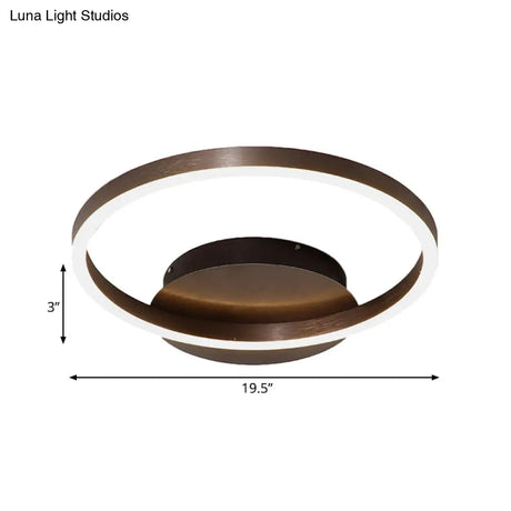 Contemporary Led Acrylic Ceiling Flush Light Fixture In Black/Brown 1/2/3 - Ring Warm/White/Natural