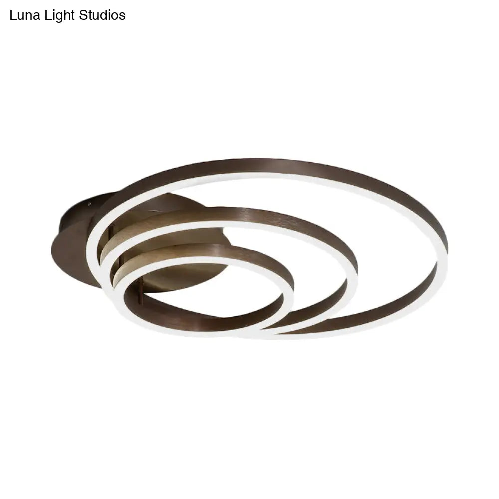Contemporary Led Acrylic Ceiling Flush Light Fixture In Black/Brown 1/2/3 - Ring Warm/White/Natural