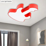 Contemporary Led Acrylic Ceiling Lamp In Red/Orange For Kindergarten - Warm/White Light