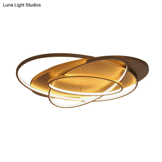 Contemporary Led Acrylic Flush Mount Ceiling Lamp - 21’/29.5’/34’ Wide Black/Brown Warm/White Light