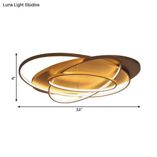 Contemporary Led Acrylic Flush Mount Ceiling Lamp - 21/29.5/34 Wide Black/Brown Warm/White Light