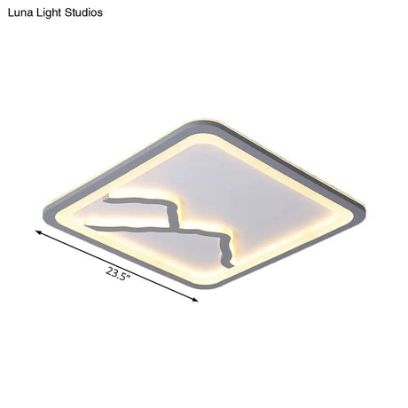 Contemporary Led Acrylic Flush Mount Light In White/Warm - Square/Rectangle 19.5’/23.5’/35.5’ Wide