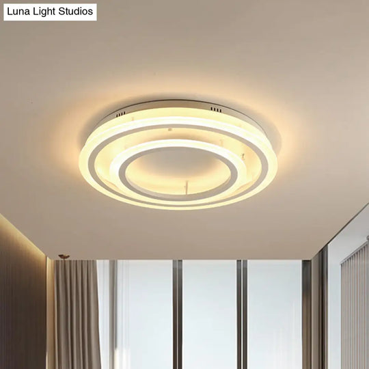 Contemporary Led Acrylic Hoop Ceiling Light In Warm/White - 18’/29.5’ Width White / 18’