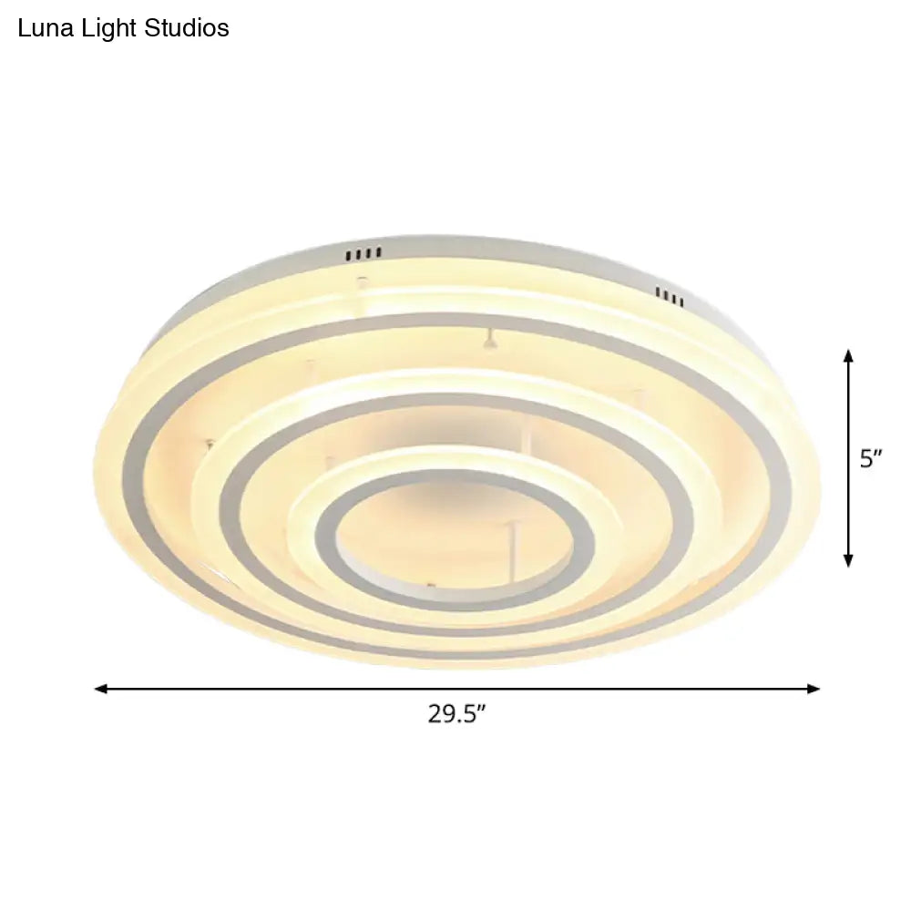 Contemporary Led Acrylic Hoop Ceiling Light In Warm/White - 18’/29.5’ Width