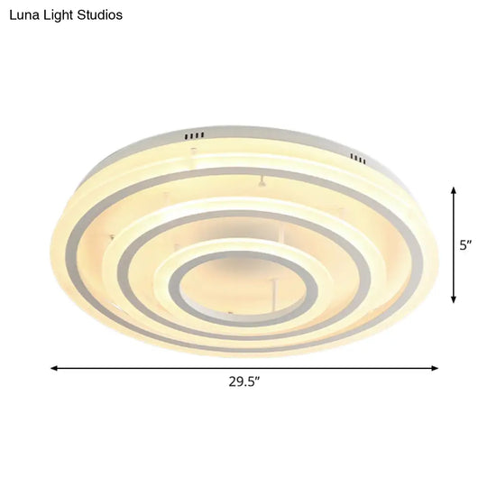 Contemporary Led Acrylic Hoop Ceiling Light In Warm/White - 18’/29.5’ Width