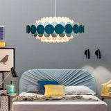 Contemporary Led Acrylic Oval Chandelier - Wide Black/Blue/Red Pendant Lamp Blue / 16’