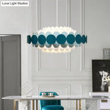 Contemporary Led Acrylic Oval Chandelier - Wide Black/Blue/Red Pendant Lamp