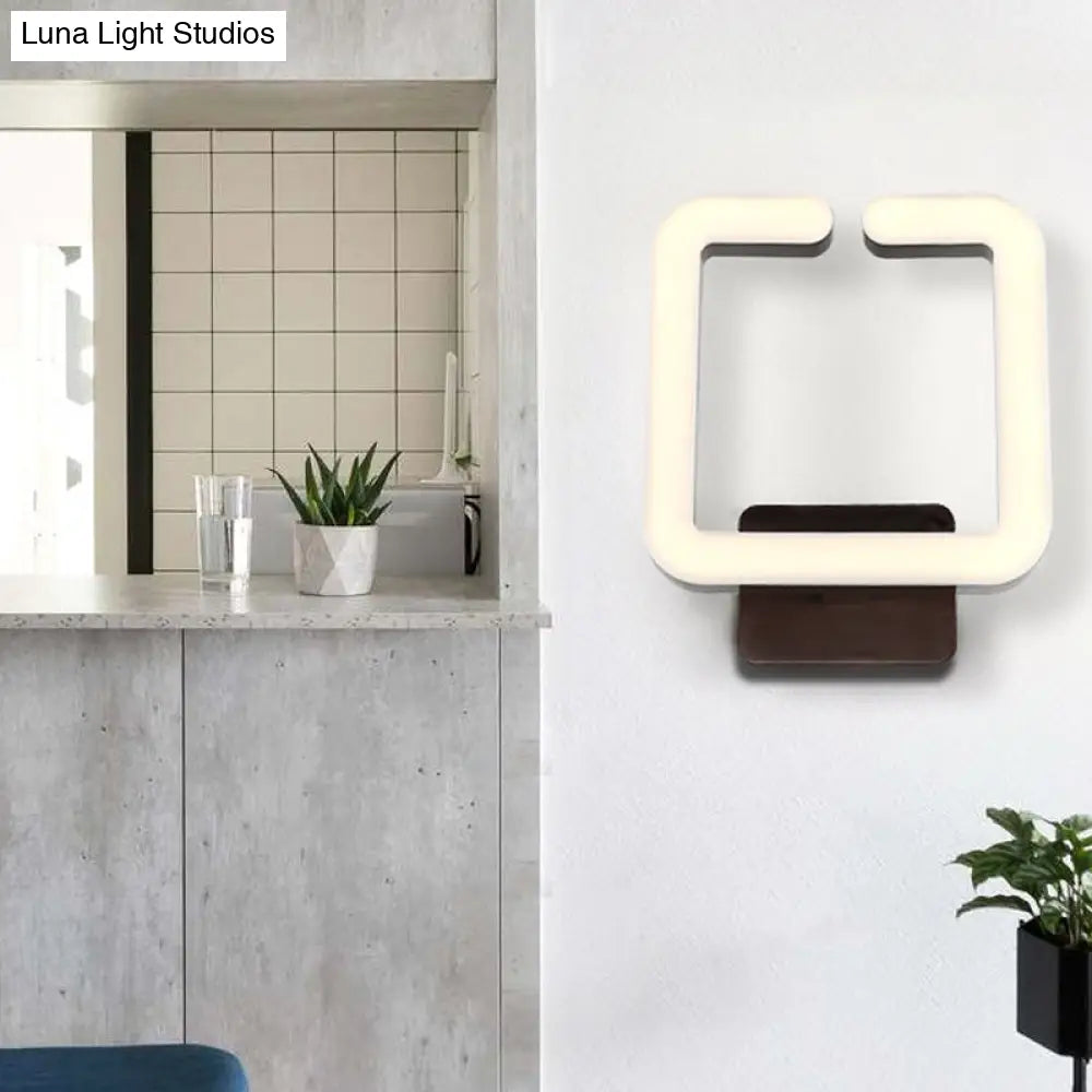 Contemporary Led Acrylic Wall Sconce - Square Frame Design 1 Light Warm/White/Natural