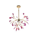 Contemporary Led Agate Suspension Pendant Light For Dining Room - Gold Leaf Chandelier Lighting 16