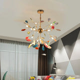 Contemporary Led Agate Suspension Pendant Light For Dining Room - Gold Leaf Chandelier Lighting 20