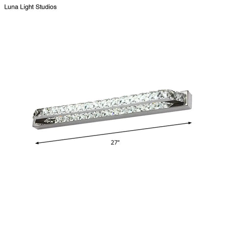 Contemporary Led Bathroom Vanity Wall Light With Clear/Champagne Crystal - 16/22 Width Warm/White