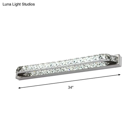 Contemporary Led Bathroom Vanity Wall Light With Clear/Champagne Crystal - 16/22 Width Warm/White